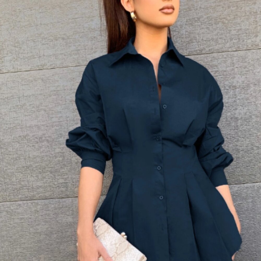Navy Button-Up Shirt/Dress